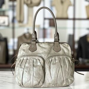 Mz Wallace Jane Bedford Khaki Canvas & Brown Leather Handles Satchel Handbag